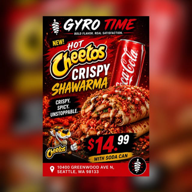Hot Cheetos Crispy Shawarma.